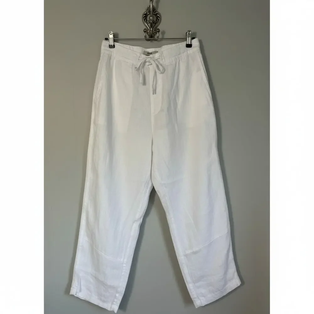 Sigrid Olsen White Linen Pull On Pants Elastic Waist Coastal Large Relaxed - Picture 2 of 8